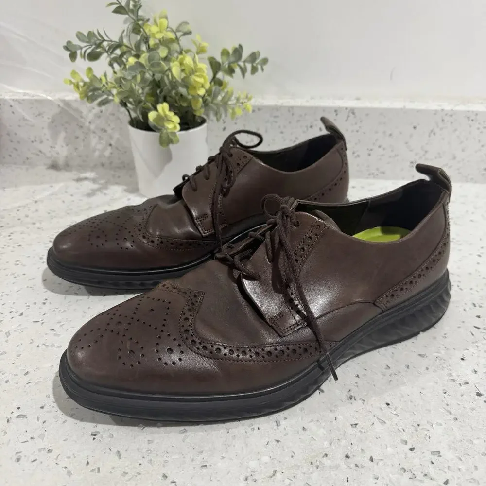 ECCO Men's ST.1 Hybrid Lite Brogue shoe Leather Brown Size 11 comfort dress